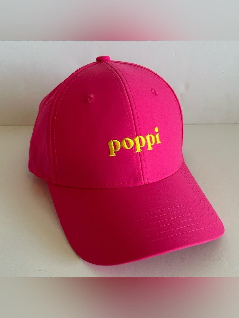 Poppi Prebiotic Soda Pink & Yellow Snapback Hat Trucker Baseball Cap NWOT